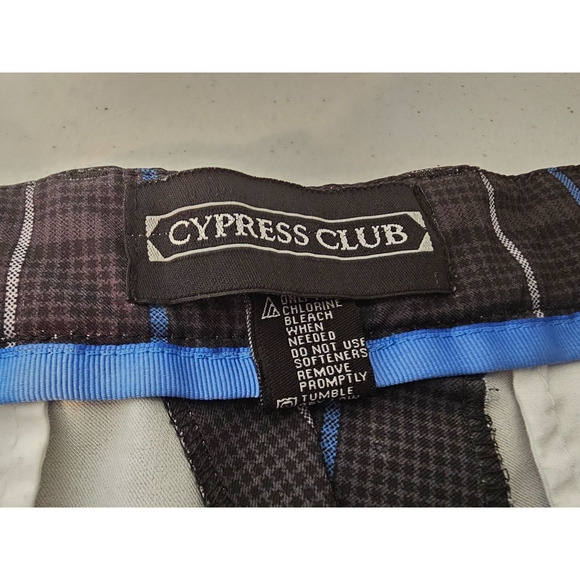 Cypress Club Men's Flat Front Blue Plaid Vacation Golf Walking Shorts Size 38 - Picture 2 of 6